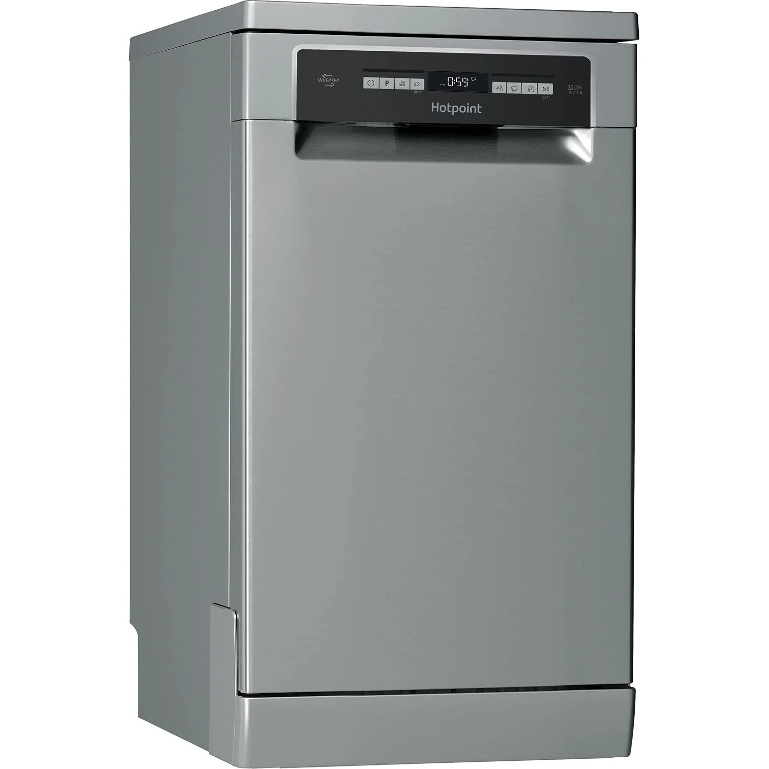 Hotpoint HSFO 3T223 W X UK N Freestanding Slimline Dishwasher, 10 Place Settings, 9 Programs, Stainless Steel