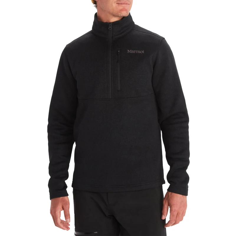 Marmot Men's Drop Line 1/2 Zip Fleece Jacket, Black 001, S - Image 1