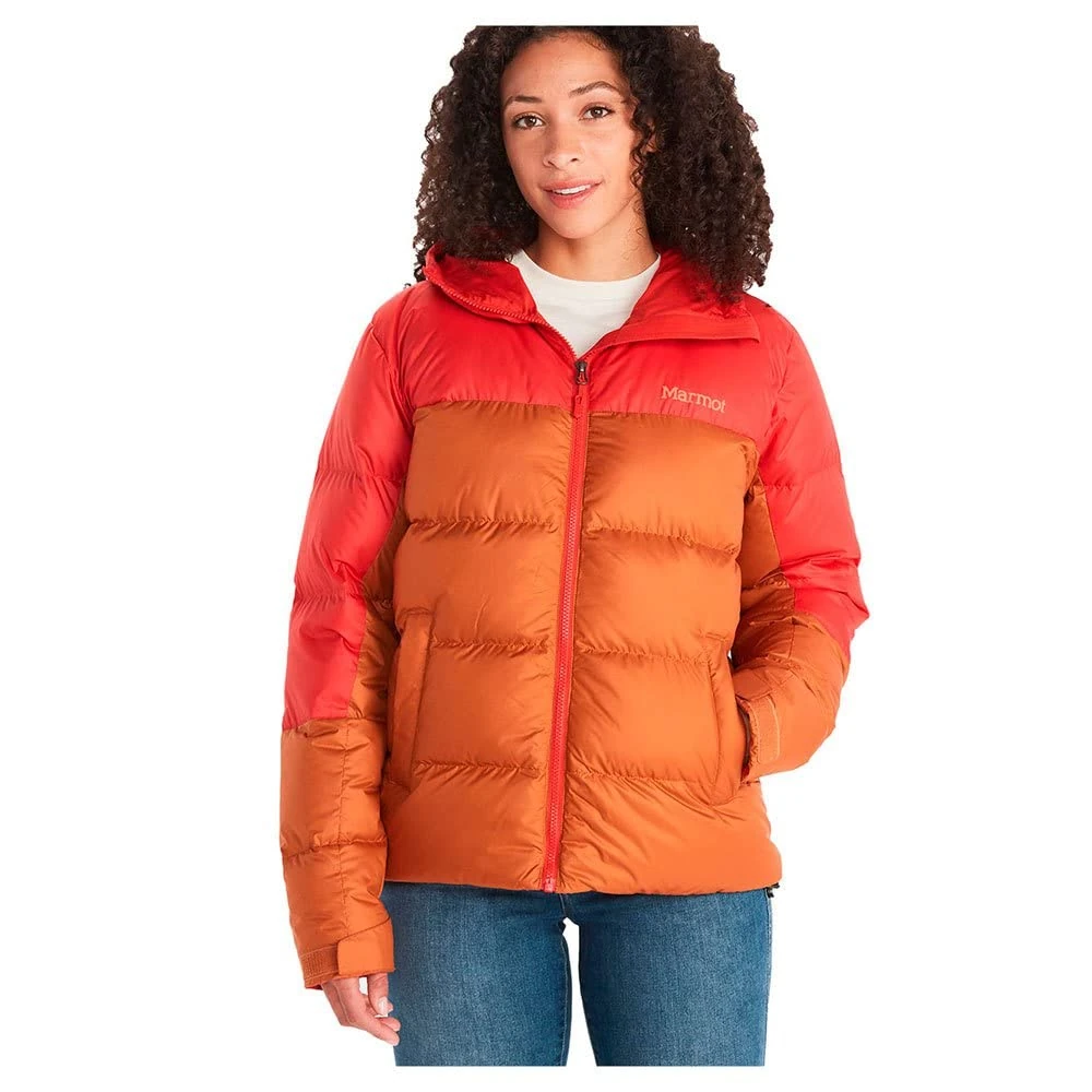 Marmot Women Wm's Guides Down Hoody, Warm Down Jacket, Insulated Hooded Winter Coat, Windproof Down Parka, Lightweight Packable Outdoor Jacket, Copper/Cairo, M