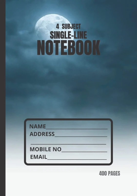 4 SUBJECT SINGLE LINE NOTEBOOK: 7'' x 10'' glossy hardcover 4 subject notebook of 400 pages.