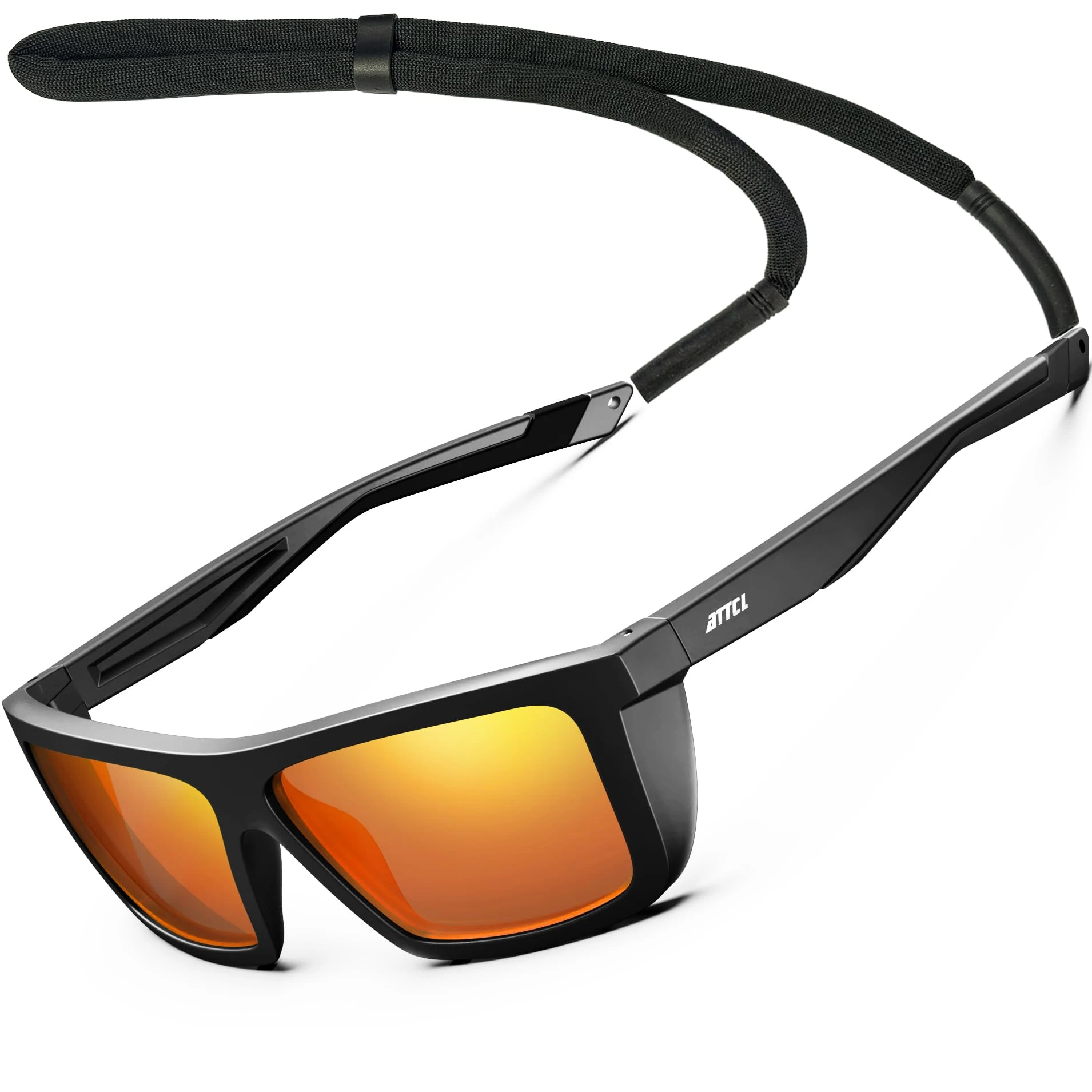 ATTCL Sports Polarized Sunglasses For Men Women Cycling Driving Fishing 99.99% UV Protection Sunglass 1124 C15-Black-Black-Red UV400 CAT 3 CE