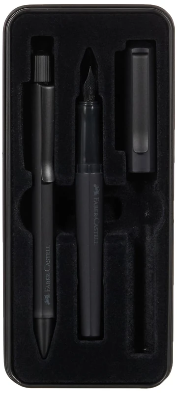 Faber-Castell Hexo 140579 Gift Set Black with Fountain Pen M and Ballpoint Pen B