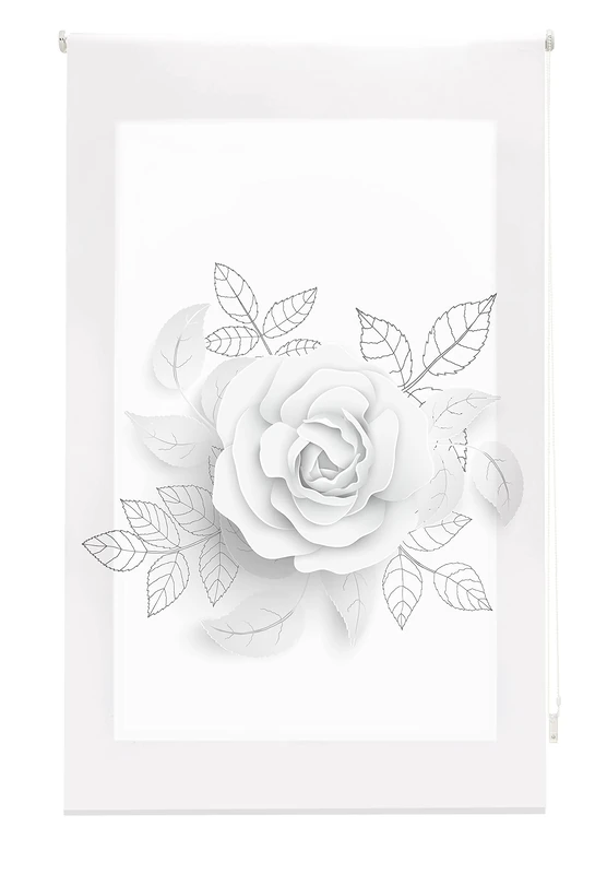 Blindecor Translucent roller blind with digital print. Flowers – Rose. 110 x 180 cm (W x H). Fabric size 107 x 175 cm. Digital printed roller blind