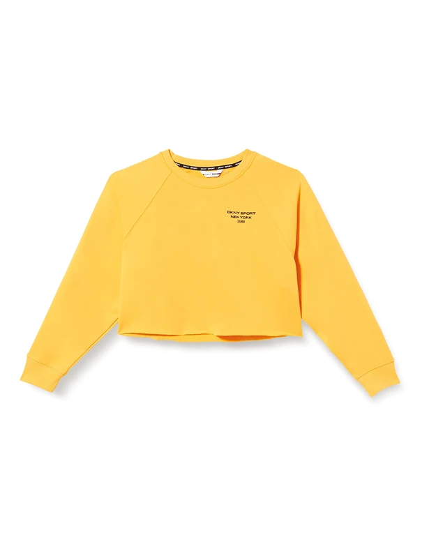 DKNY SPORT Women's HD Mini Logo Cropped Pullover, Marigold, X-Small