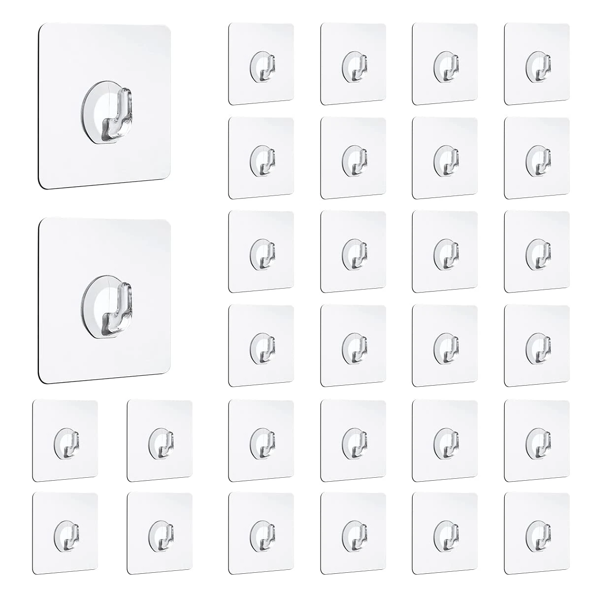 30Pcs Transparent Adhesive Magic Hooks Set - No Drilling, Waterproof Self-Adhesive Plastic Hooks for Kitchen, Bathroom, Living Room