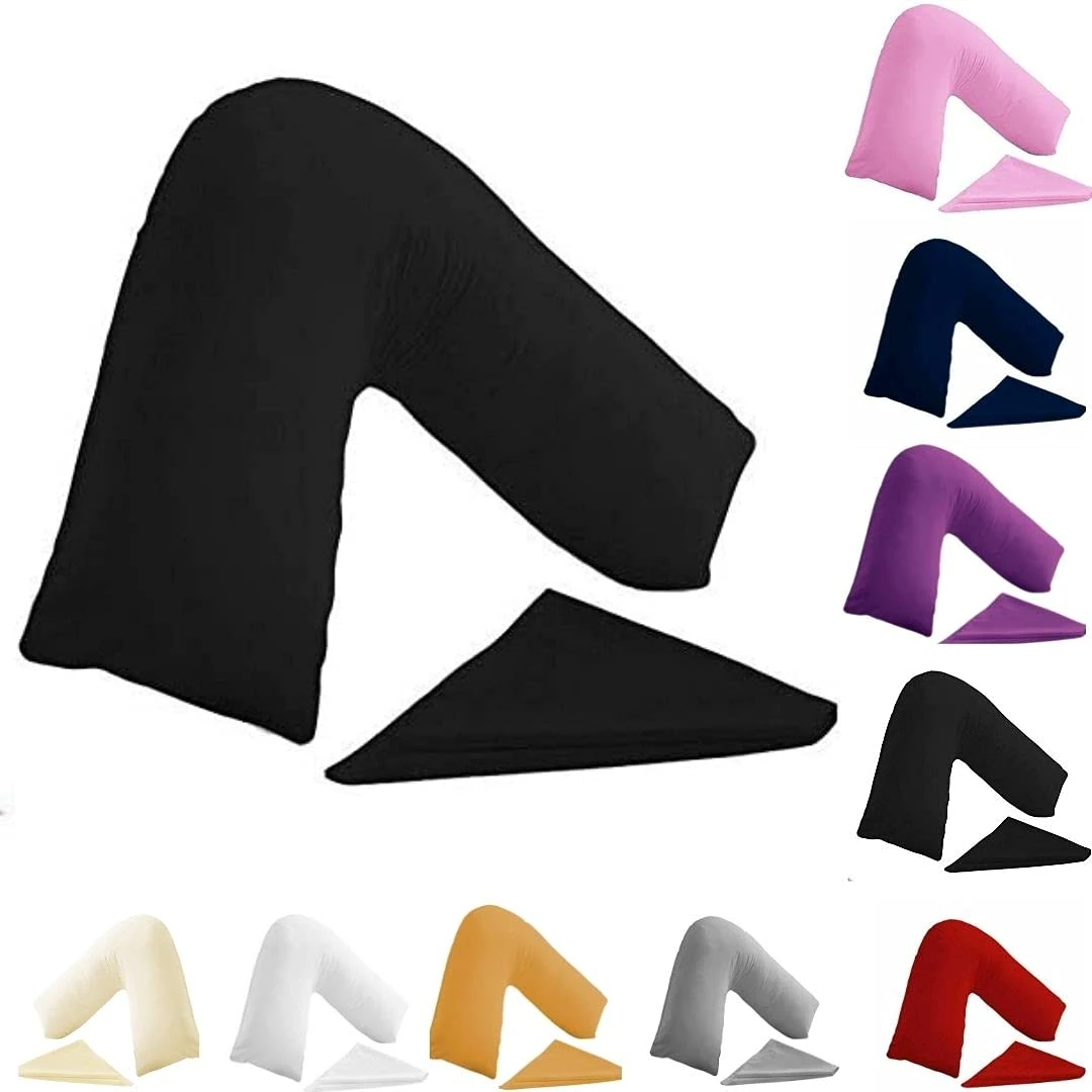 BuzzBuy V shaped pillowcase cover, 100% Poly-cotton Back & Neck Support Orthopaedic Pregnancy/Nursing V Pillowcase cover only (Black)