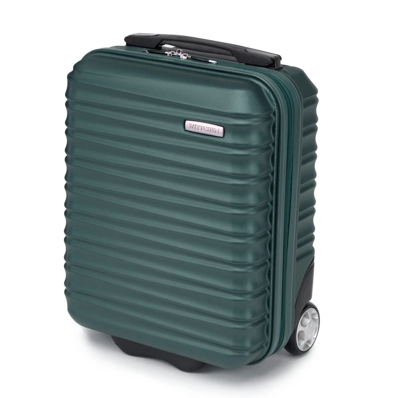 WITTCHEN Travel Suitcase Carry-On Cabin Luggage Hardshell Made of ABS with 4 Spinner Wheels Combination Lock Telescopic Handle Groove Line Size Small Suitcase Green