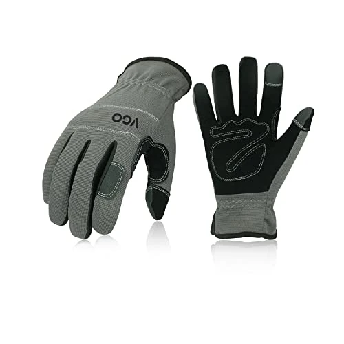 Vgo... 3Pairs Safety Work Gloves,Builder Gloves,Gardening Gloves,Light Duty Mechanic Gloves(NB7581,Gray,XL,3Pairs)