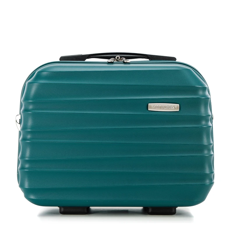 WITTCHEN Cosmetic Case Travel Suitcase Carry-On Cabin Luggage Hardshell Made of ABS Combination Lock Groove Line Green