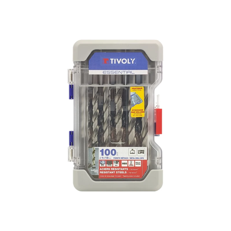 Tivoly 11452070003 Set of 100 HSS metal drill bits with ground cross tip Ø 1 to 13 mm ESSENTIAL