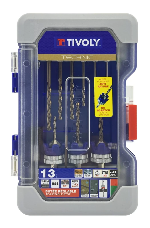 TIVOLY 11900770001 Ranger 13-Piece HSS Drill Bit Sets + Special Decking Stops