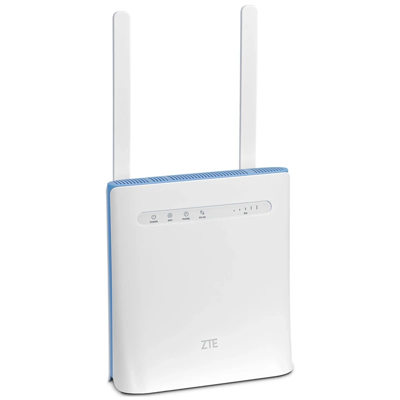 Unlocked ZTE MF286D CAT 12 600mbps 4G+/LTE Home/Office Router (White). 2 x RJ11 Tel Ports. 2 x External Antennas. Works with any Mobile Network Sim Worldwide. 2.4/5GHz Wi-Fi + Bridge Mode (Renewed)