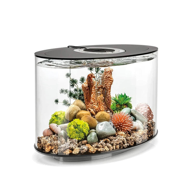 biOrb LOOP 15 Aquarium (Black, 15 Litres), Perfect Beginner Fish Tank With Integrated LED Lights, Quick & Easy To Set Up, 360-Degree View Aquarium With 5-Step Filtration System, Acrylic Fish Tank