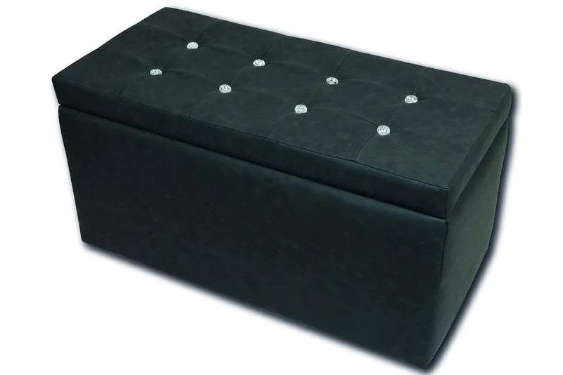 Talamo Italia - Storage pouf in imitation leather, gray color, Measurements 90 x 45 x 45 cm