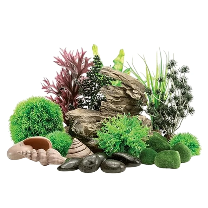 biOrb Decor Set, Rock Valley - Rock Sculpture, Flower Ball, Pebble Ornaments & More for 30 L+ Aquariums, Easy-Insert Decoration Compatible with Fresh & Saltwater Tanks, Perfect Fish Tank Decorations