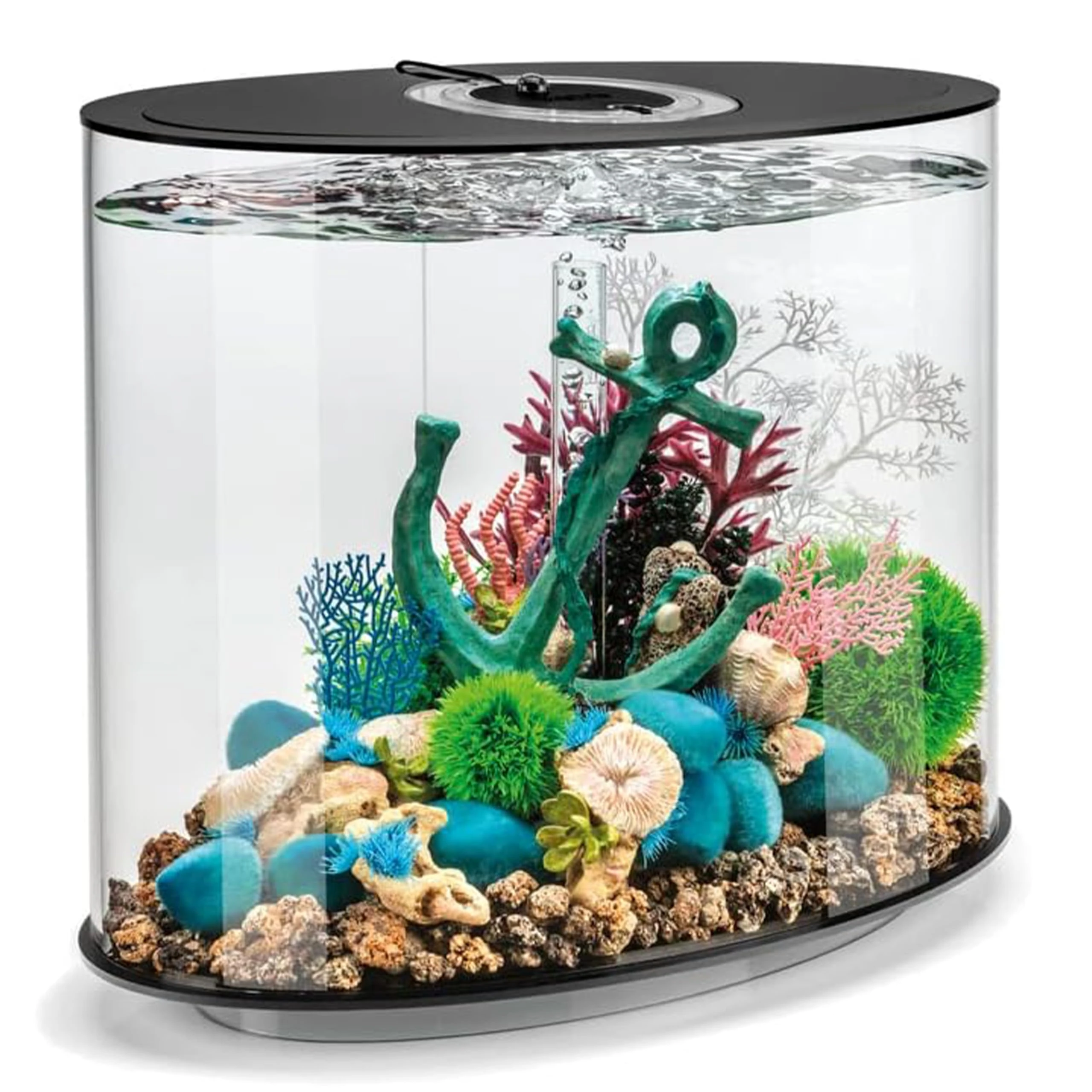 biOrb LOOP 30 Acrylic Aquarium, Black, Standard LED White Lighting, 360-Degree View, 5-Step Filtration System, Easy Setup, Includes Air Pump, Filter Cartridge, Ceramic Media, 30 Litre Fish Tank