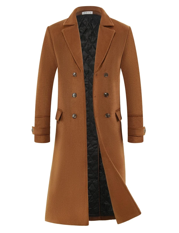 APTRO Mens Wool Coats Long Coats Thick Winter Jacket Elegant Outwear 80% Wool Trench Coat 1818 Camel S
