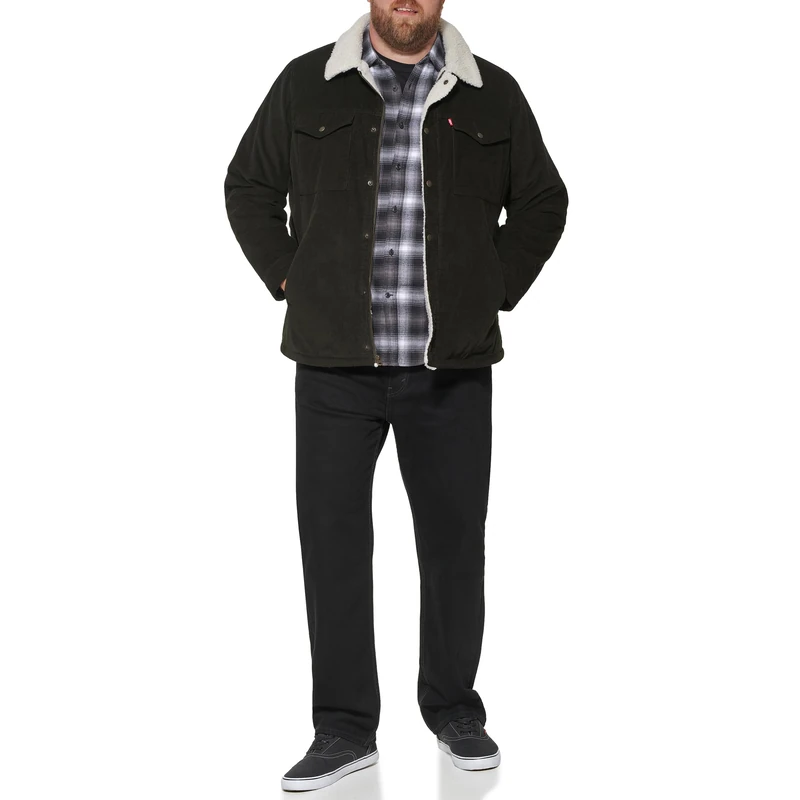 Levi's Men's Corduroy Sherpa Trucker Jacket, Olive, 5X