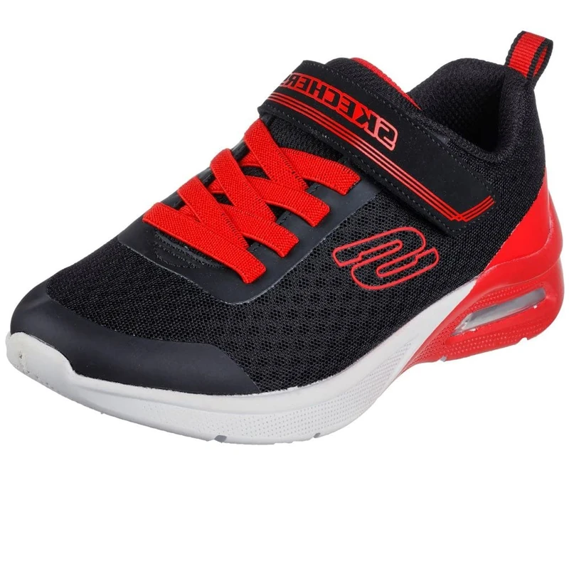 Skechers Boy's Microspec Max - Gorvix Sneakers, Black Textile Red Trim, 13 UK Child