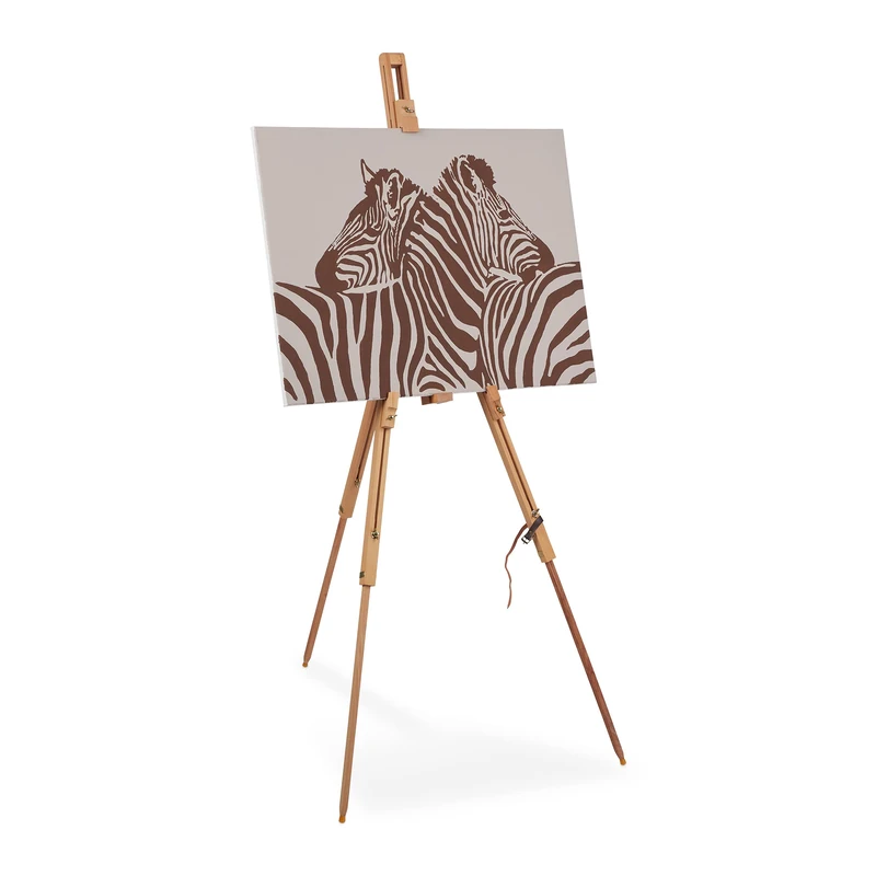 Relaxdays Table Easel, Tiltable, Height Adjustable, up to DIN A2, Mini, HxWxD: 184 x 75 x 60 cm, Beech Wood, Natural