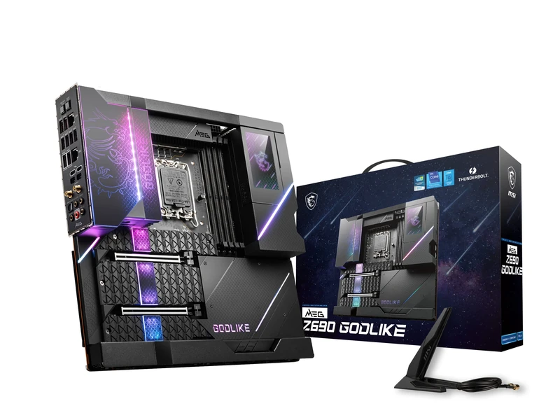 MSI MEG Z690 GODLIKE Motherboard E-ATX - Supports Intel Core 12th Gen Processors, LGA 1700 - Touch LCD & RGB, Direct 20+2 105A SPS, DDR5 6666MHz+/OC, 2 x PCIe 5.0 x16, 6 x M.2 Gen5/4/3 x4, 10G LAN Wi-Fi 6E - Image 1