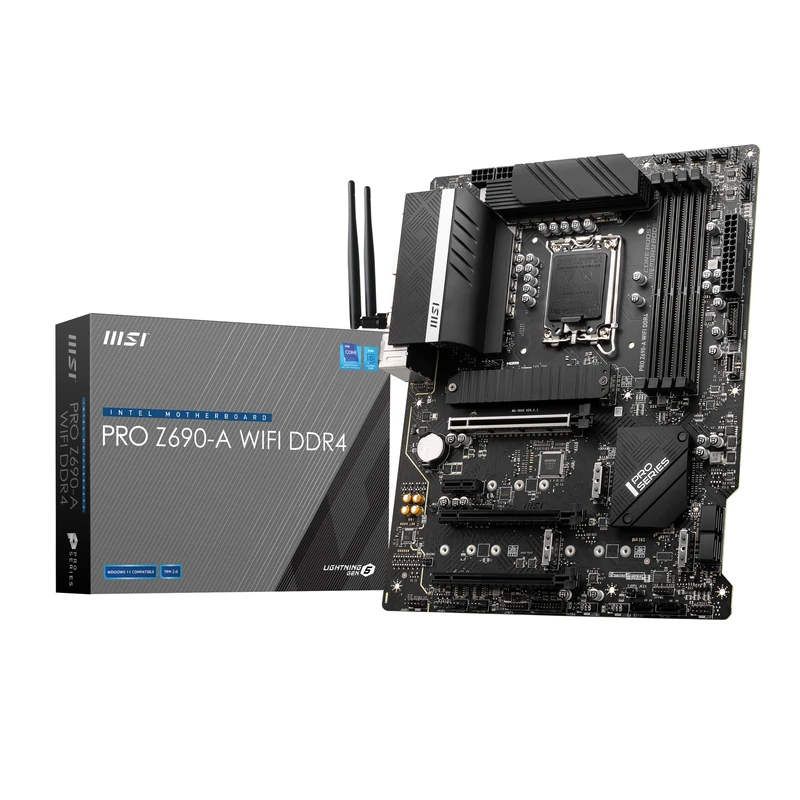 MSI PRO Z690-A WIFI DDR4 Motherboard ATX - Intel Core 12th Gen Processors, LGA 1700-14 Duet Rail 55A VRM, Memory Boost (DDR4-5200MHz/OC), 1x PCIe 5.0 x16, 3 x M.2 Gen4 x4, HDMI, 2.5G LAN, Wi-Fi 6