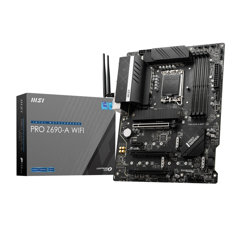 MSI PRO Z690-A WIFI Motherboard ATX - Intel Core 12th Gen Processors Ready, LGA 1700-14 Duet Rail 55A VRM, Memory Boost (DDR5-6400MHz/OC), 1x PCIe 5.0 x16, 3x M.2 Gen4 x4, HDMI, 2.5G LAN, Wi-Fi 6E