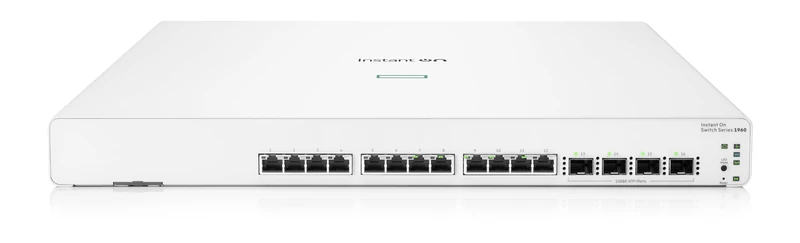 HPE Networking Instant On Switch Series 1960 12-Port 10Gb Aggregator Smart-managed Layer 2+ Ethernet Switch | 12x 10GBase-T | 4x SFP+ | Stackable | UK Cord (JL805A#ACC) - Image 1