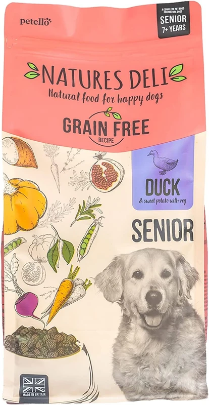 Natures Deli Senior Dry Dog Food Grain Free Natural Complete Hypoallergenic For All Dog Breeds Duck and Sweet Potato - 12kg