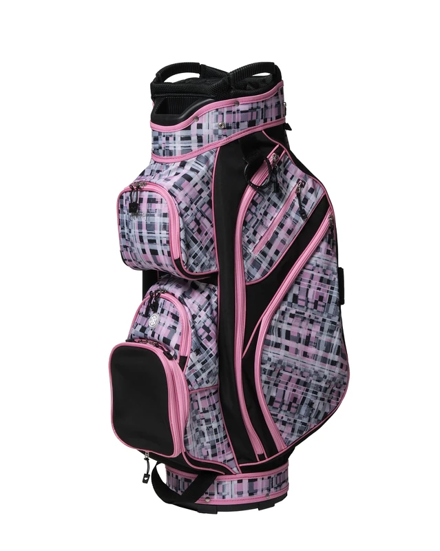 Glove It Golf Women’s Lightweight Cart Bag, 14-Way Full Length Divider 9 Easy Access Pockets Nylon Construction with Rain Hood Putter Well and Padded Carry Strap, Pixel Plaid Gift Idea – 6 lbs - Image 1
