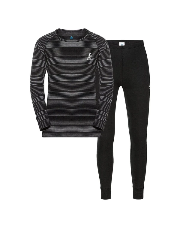 ODLO Kids Functional Underwear Set Active Warm ECO Set, Black - Grey Melange, 140