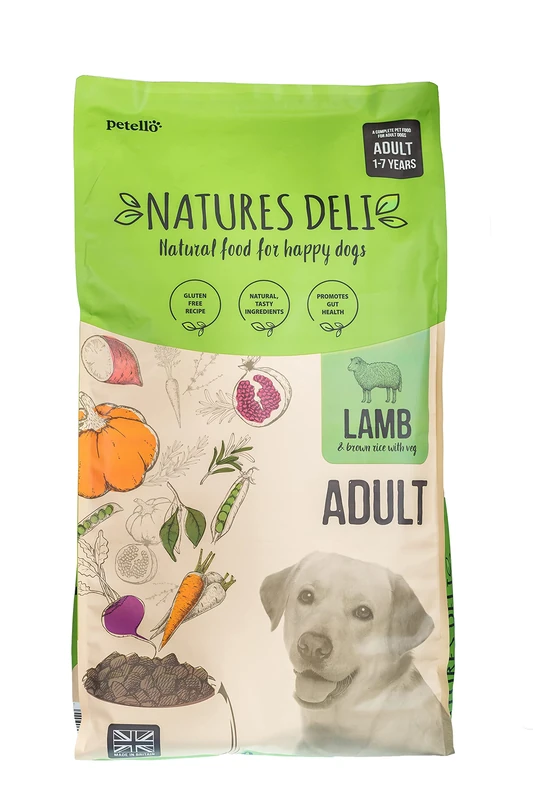 Natures Deli Dry Dog Food for Adult Dogs, Natural Complete Hypoallergenic Food for Dogs, Suitable for All Breeds, Lamb and Rice - 12 kg