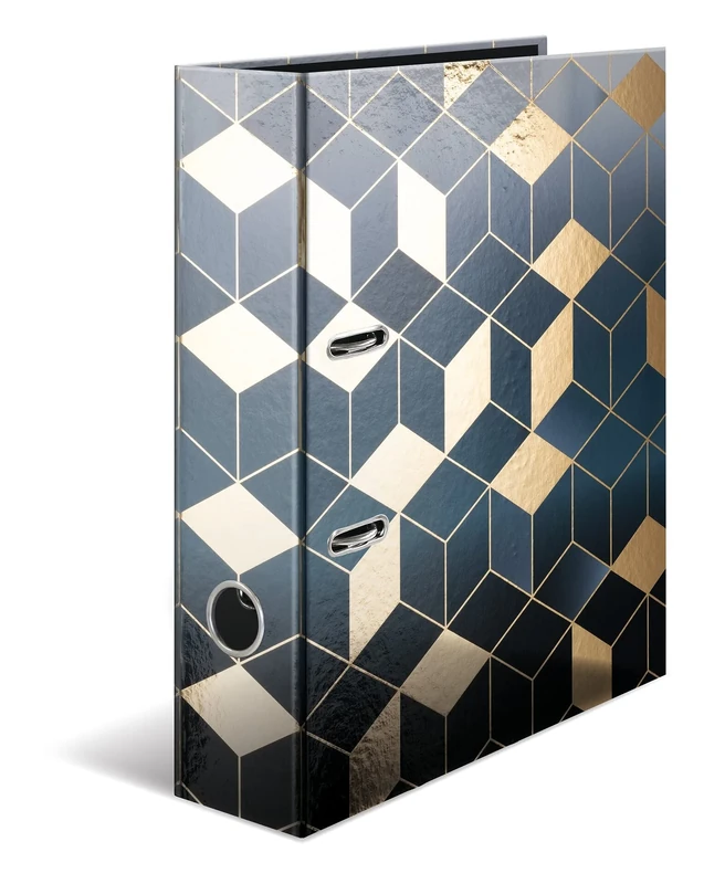 HERMA Lever Arch File Fashion & Style with Cubes Motif, A4, 70 mm Spine, with Inner Print, Pack of 5