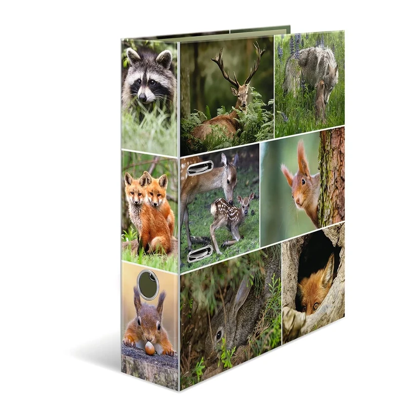 HERMA Lever Arch File Animal Worlds with Forest Animals Motif, A4, 70 mm Spine, with Inner Print, Pack of 10