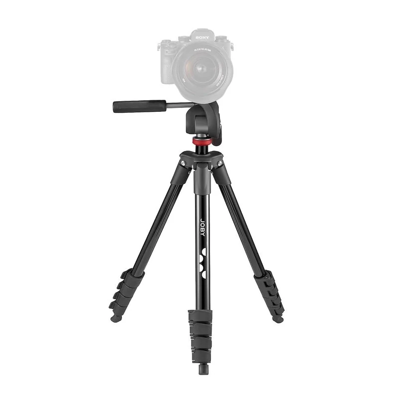 JOBY Compact Advanced, Camera Tripod with 3-Way Head, Universal ¼-20” Quick Release Attachment and Carrying Bag, for CSC, DSLR, Mirrorless Camera, Smartphone, Colour: Black
