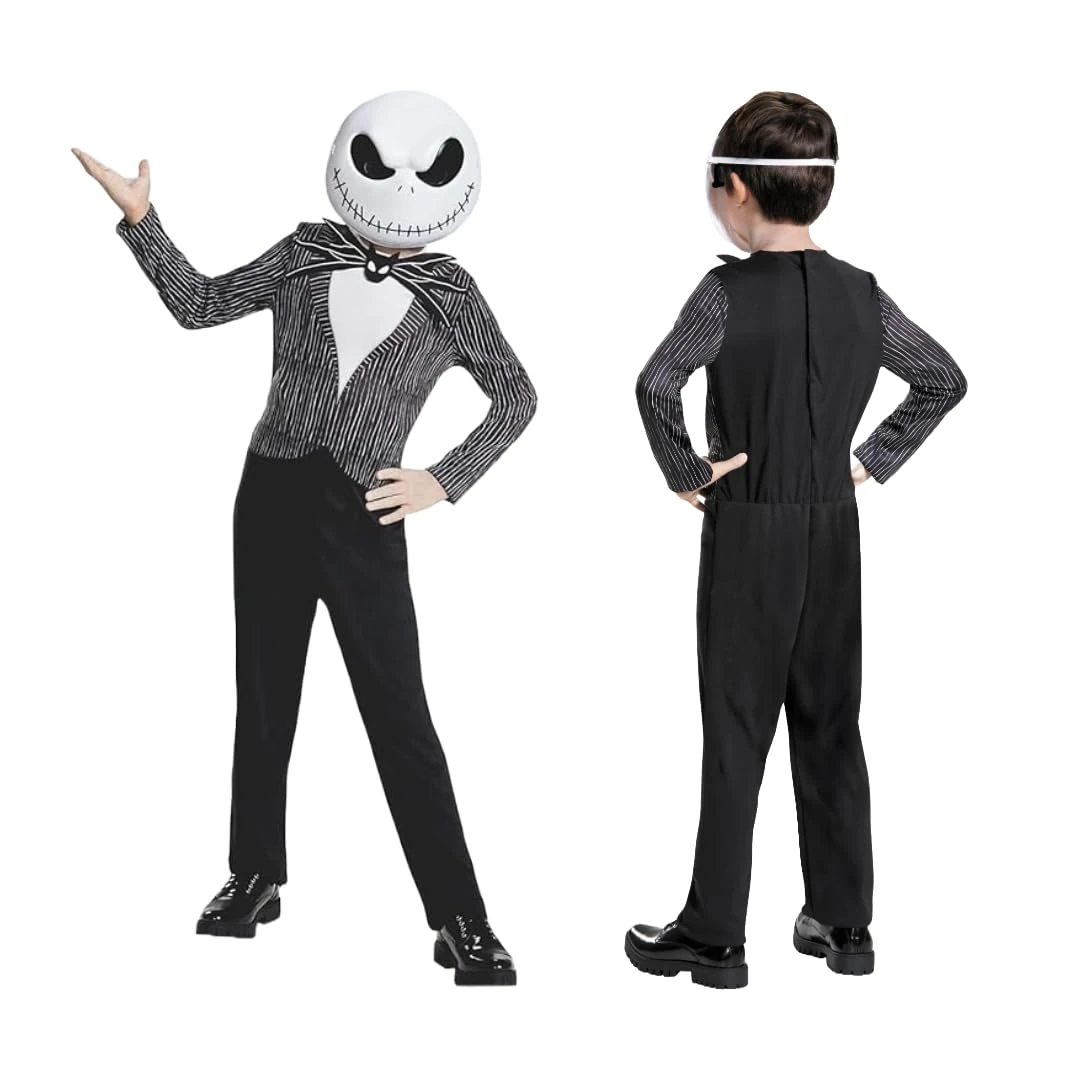 Disney Official Classic Nightmare Before Christmas Jack Skellington Costume Kids with Mask, Suit Fancy Dress Halloween Costumes for Kids Size M