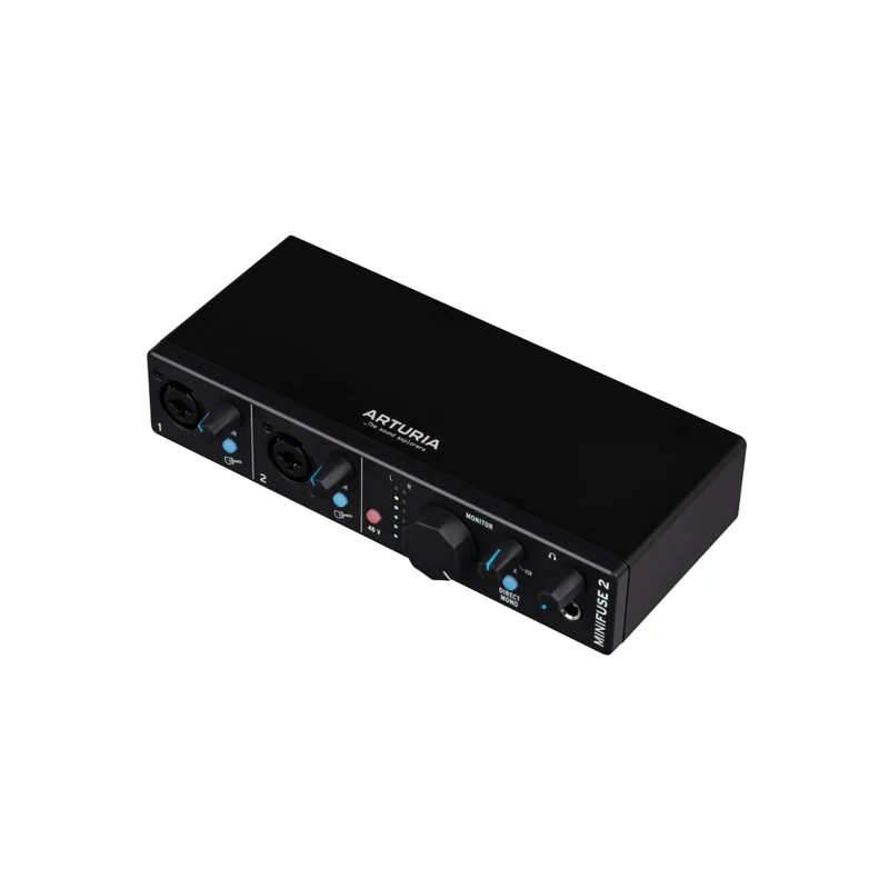 Arturia - MiniFuse 2 - Compact USB Audio & MIDI Interface with Creative Software for Recording, Production, Podcasting, Guitar - Black