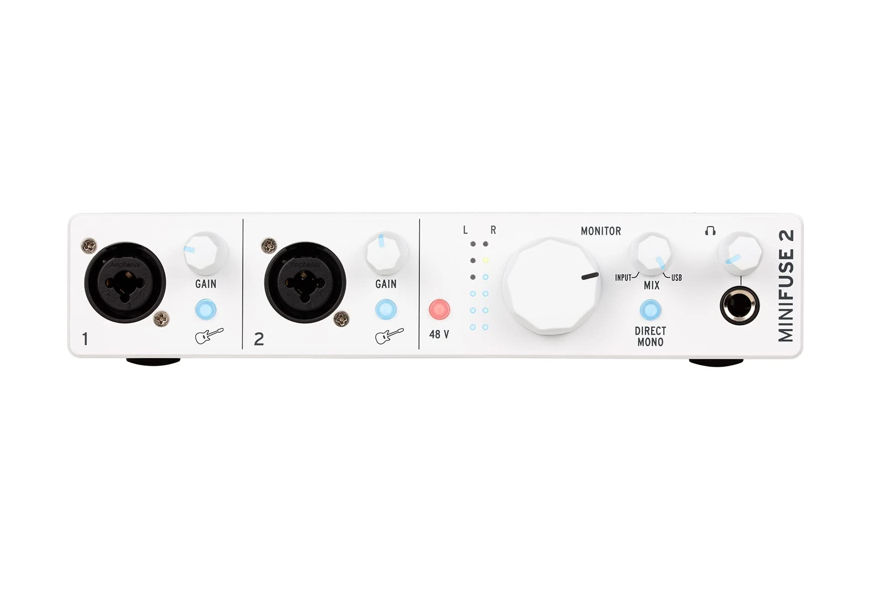 Arturia - MiniFuse 2 - Compact USB Audio & MIDI Interface with Creative Software for Recording, Production, Podcasting, Guitar - White
