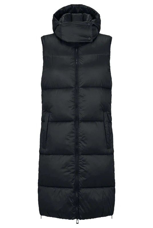 HUGO Womens Fera-1 Long Hooded Gilet in Recycled Material Black - Image 1