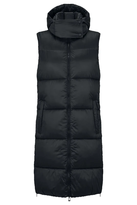 HUGO Womens Fera-1 Long Hooded Gilet - Recycled Black
