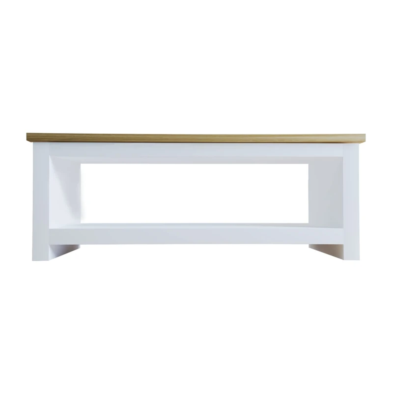 Coffee table with storage shelf MDF living room furniture, white