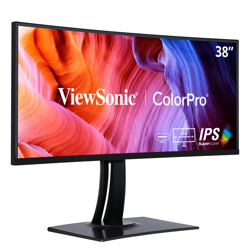 ViewSonic ColorPro VP3881A 38 inch 3840p x 1600p Curved PC Monitor for Art and Graphic Design, 2300R, IPS Panel, 21:9, 95% DCI-P3, 100% sRGB, HDR10, Dual HDMI 2.0, DisplayPort, USB-C 90W