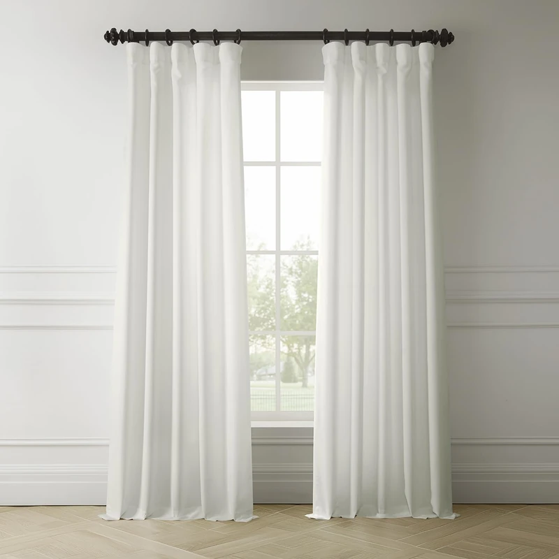 HPD Half Price Drapes Italian Linen Curtains for Bedroom & Living Room 96 Inches Long Room Darkening Curtains (1 Panel), 50W X 96L, Magnolia Off White