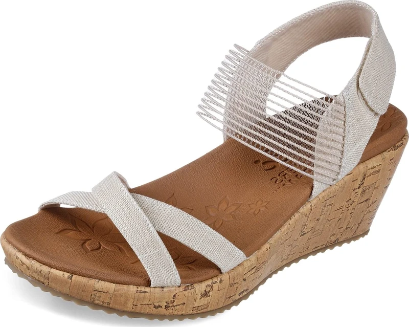 Skechers Women's Cork Wedge Sandal, Natural, 8