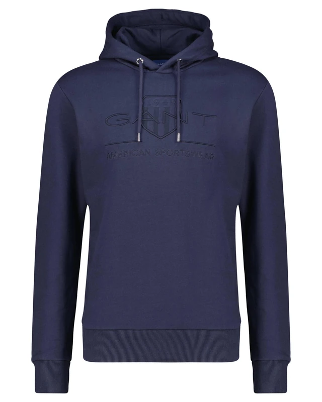 GANT Men's TONAL ARCHIVE SHIELD SWEAT HOODIE Hooded Sweatshirt, EVENING BLUE, XL
