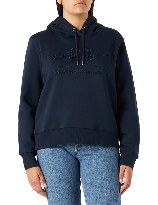 GANT Womens Logo Archive Shield Hoodie Evening Blue XS