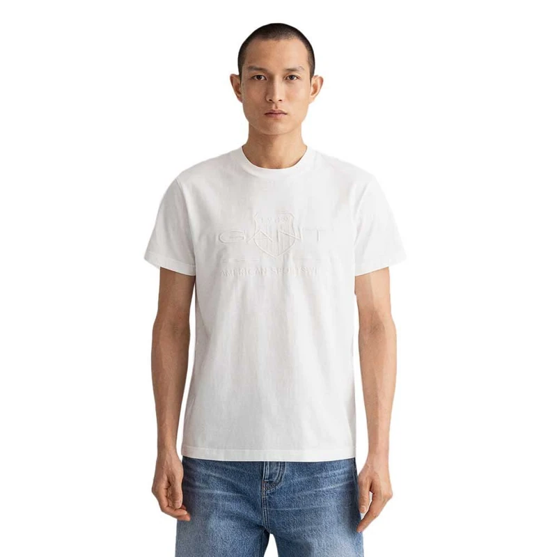 GANT Men's D.1 Tonal Archive Shield T-Shirt T-Shirt, Eggshell, XL