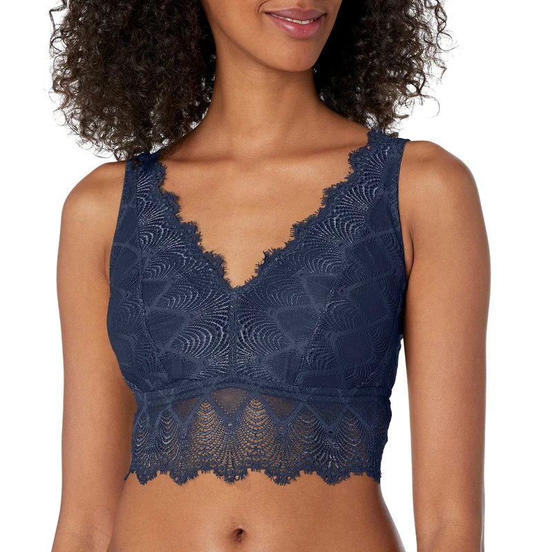 Cosabella Women's Allure Curvy Plunge Bralette Bra, Navy, M