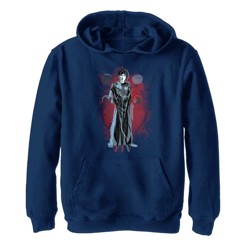 Marvel Boy's The Eternals-Druig Orange Hoodie, Heather Navy, S