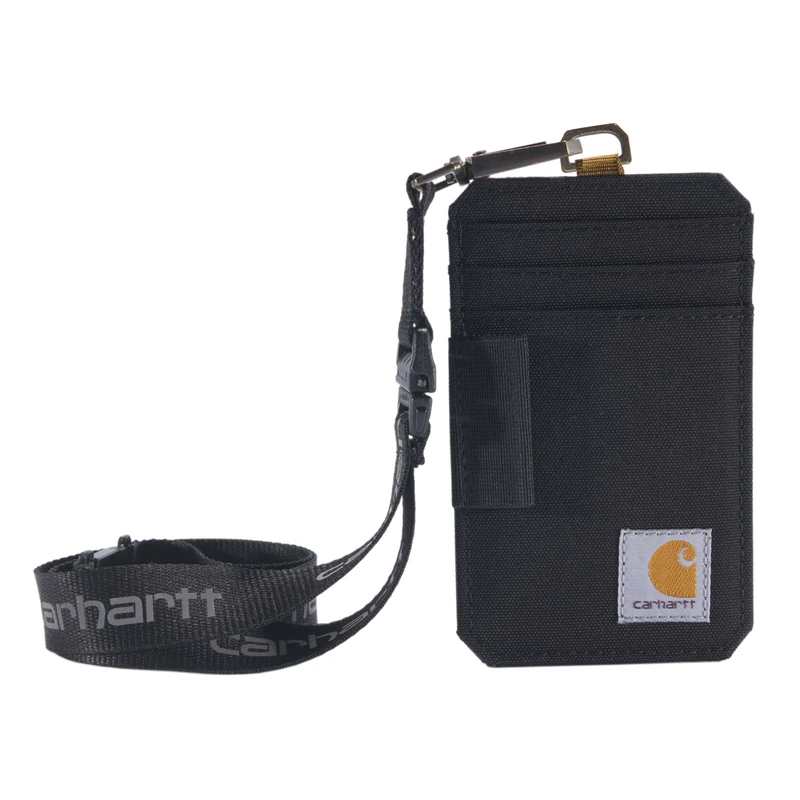 Carhartt Standard, Water-Repellent Canvas ID Holder with Reflective Lanyard, Nylon Duck (Black), One Size